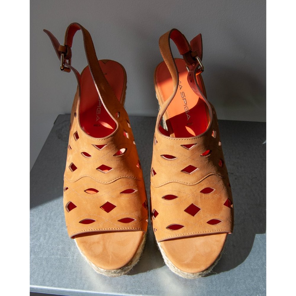 NIB Via Spiga "Katrina" - Laser Cut Italian Suede Espadrilles